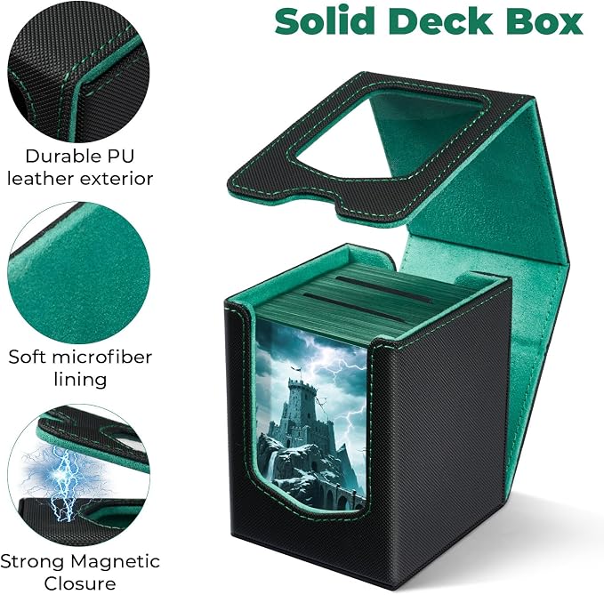 Fabmaker 6 Pack Deck Box Compatible with MTG Commander,Comman-der Deck Box | Magnetic Trading Card Storage Box with Commander, Fits 100 Double-Sleeved Cards, Card Box Compatible with Magic the Gathering - Image 4