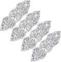 Jutom 4 Pcs Rhinestone Appliques Iron on Patches Wedding Dress Sash,Silver | Hot Fix Crystal Patches, Bridal Belt, Hair Accessories, Shoes, Easy Heat Application, Elegant Floral Design for Sewing by Jutom