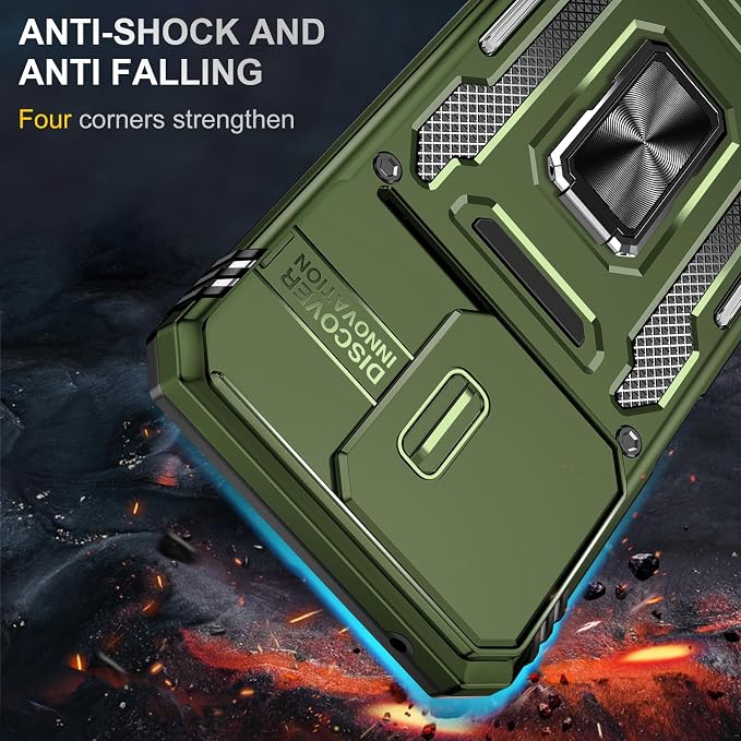for Moto G 2025 Case with Screen Protector and with Camera Cover, 360°Military Grade Rotatable Kickstand (Heavy Duty) Shockproof Protective, Case for Moto G 2025 Army Green - Image 3