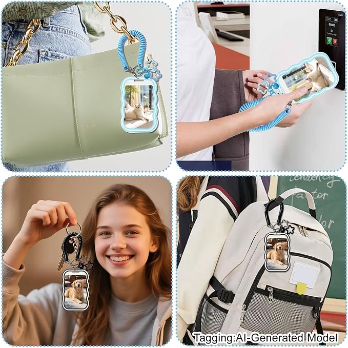 2 Pack Cute Photocard Holder Keychain,Kpop Photo Card Holder | Creative Photo Protector Keychain Accessories for Bus Card, Daily Display & Travel Decorations Gifts - Image 7