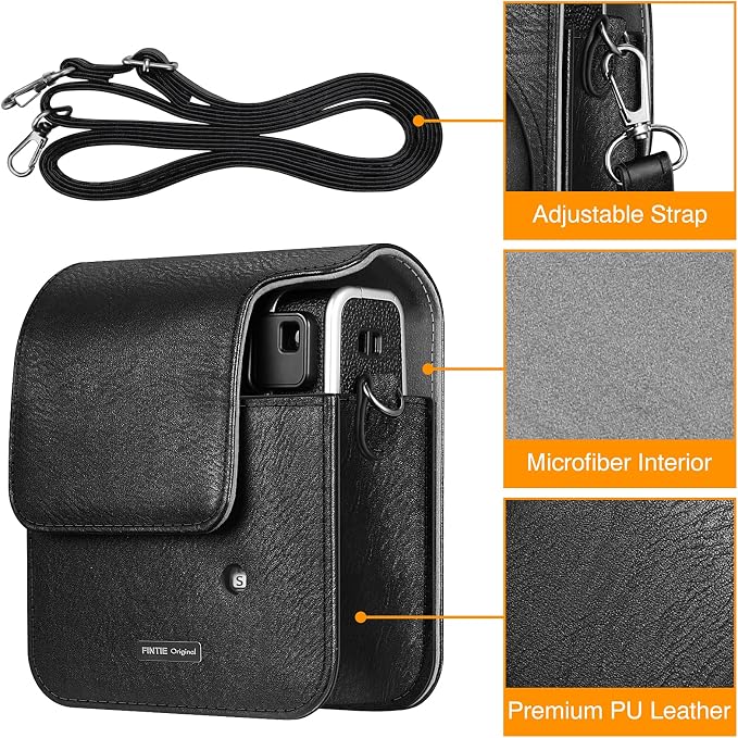 FINTIE Protective Case for Fujifilm Instax Mini 40 Camera | Camera Travel Bag, Adjustable Shoulder Strap, Snap Closure, Removable Front Cover, Daily Protection, Vegan Leather - Image 3