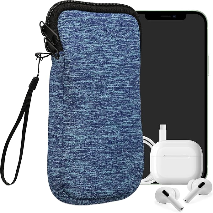 kwmobile Universal Phone Pouch Size XXL - 7" - Neoprene Smartphone Pouch with Zip - Water-Repellent Mobile Phone Case - Sleeve in Ocean Blue/Light Blue by kwmobile