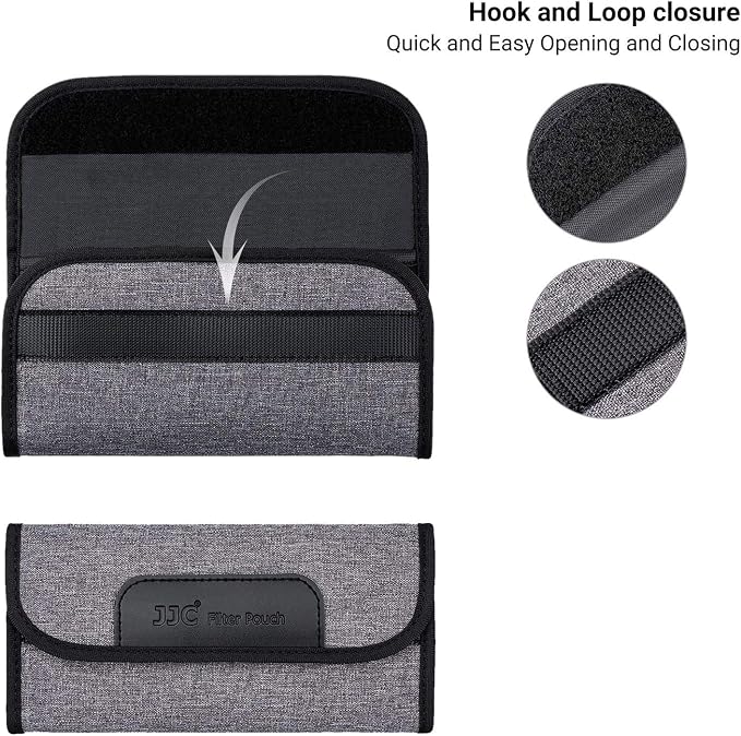 JJC 4 Pockets Filter Case for Round Filter Up to 58mm (37mm 40.5mm 43mm 46mm 49mm 52mm 55mm 58mm), Foldout Lens Filter Pouch with Microfiber Cleaning Cloth, Professional Photography Filter Bag | Foldout Lens Filter Pouch, Professional Photography Filte... - Image 5