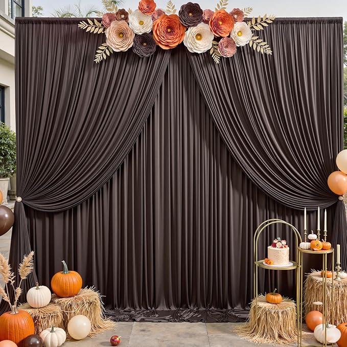 20x12 ft Brown Backdrop Curtains for Weddings, Birthdays and Photos - Image 2