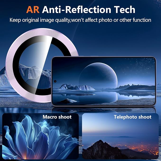 for Samsung Galaxy S26 Ultra Camera Lens Protector, Individual Metal Ring Tempered Glass Lens Cover, [Strong Adsorption] Scratch Resistant Ultra-Thin HD Clear Lens Cover, 1 Set-Lavender - Image 3