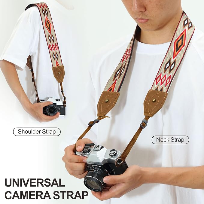Padwa Lifestyle 2" Wide Classic Crazy Horse Art Cowhide Head Cotton Camera Straps for Photographers - Image 3