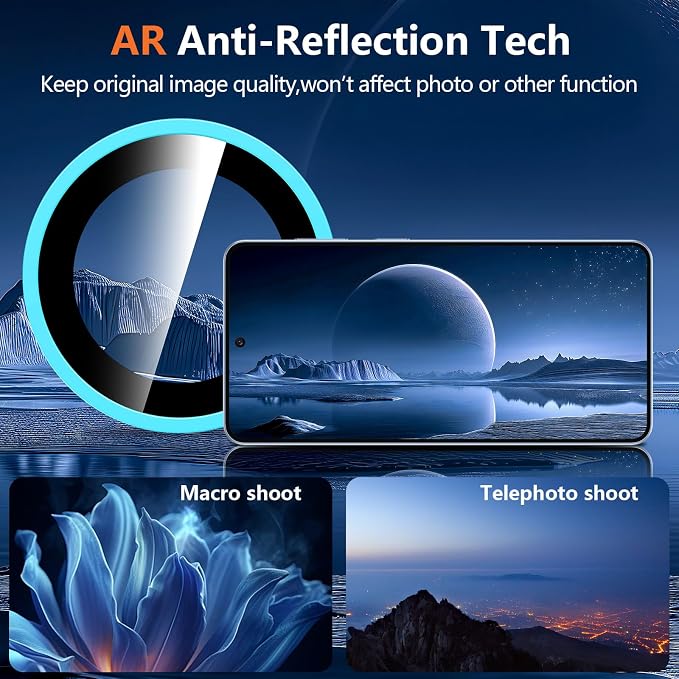for Samsung Galaxy S26 Camera Lens Protector, Individual Metal Ring Tempered Glass Lens Cover, [Strong Adsorption] Scratch Resistant Ultra-Thin HD Clear Lens Cover, 1 Set-Blue Shine - Image 5