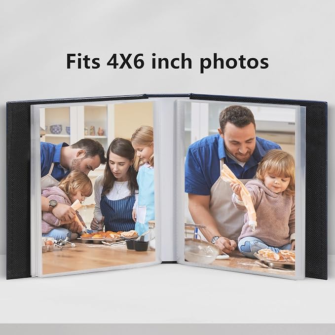 Vienrose 4x6 Photo Album 2 Pack Holds 100 Photos Each Vegan Leather | Vertical pockets, Grey, Portable, Memory album, Family Wedding Baby Travel - Image 3