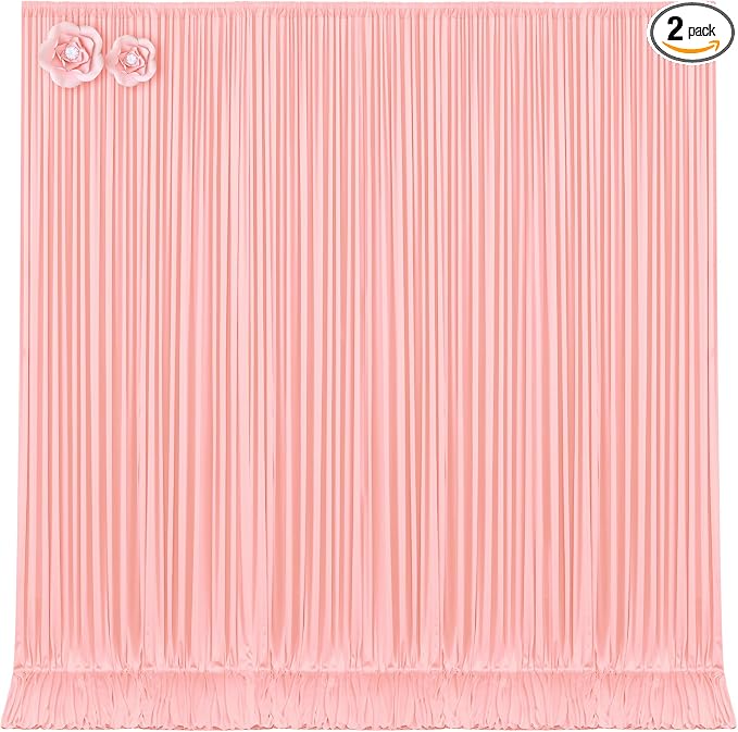 10x12 Blush Pink Backdrop Curtains for Wedding Party Wrinkle Free Backdrops Curtain Drapes Fabric Decorations Photo Back Drop Cloth for Baby Shower Photography Stage Reception 5ft x 12ft,2 Panels by Tao-GePartyDecorations