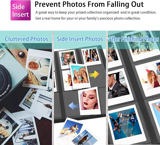 432-Pocket Photo Album For Polaroid 2x3 In Photos Instant Camera | Fit Fujifilm Instax Mini Series, Evo, Liplay Instant Cameras, Photo Book For Birthday, Anniversary, Families Memories, Black - Image 2