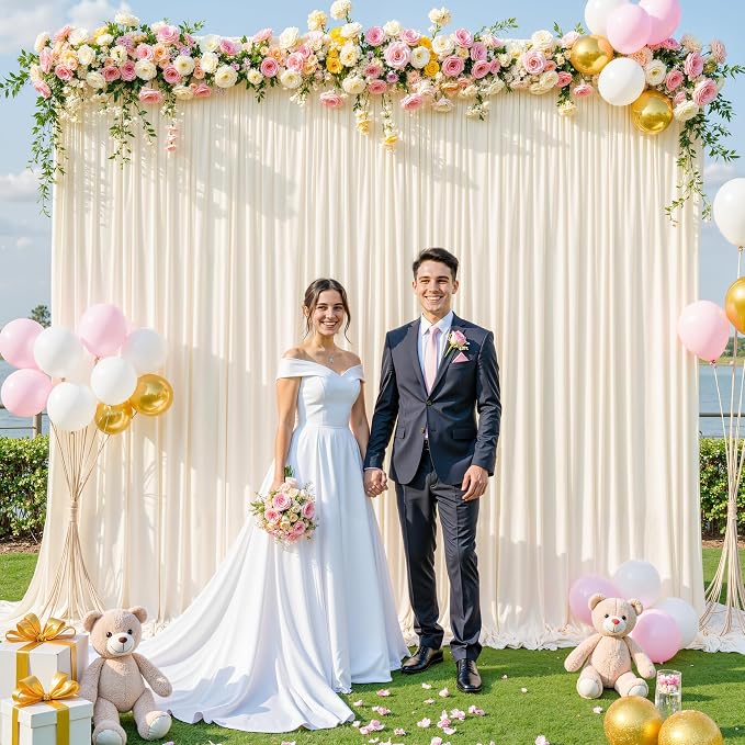6 Panels Champagne Backdrop Curtain for Parties Wedding Baby Shower Wrinkle Free Photo Curtains Backdrop Drapes Fabric Decoration for Bridal Shower 30ft(W) x 10ft(H) - Image 8