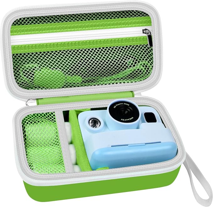 Kids Instant Print Camera Case for DYLANTO for ESOXOFFORE Cameras | Portable Digital Camera Case Organizer for ETIKEZ for YTETCN for DUDUDRAGON with Pocket for Accessories (Box Only)-Green by Grapsa