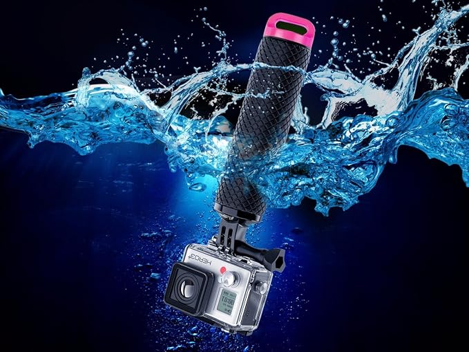 Floating Hand Grip Waterproof Monopod for GoPro Hero 13 12 11 10 9 8 7 6 5 | Compatible With Insta360 Hero Session Handler & Handle Mount Accessories Kit for Water Sport & Action Cameras (Rose Red) - Image 4