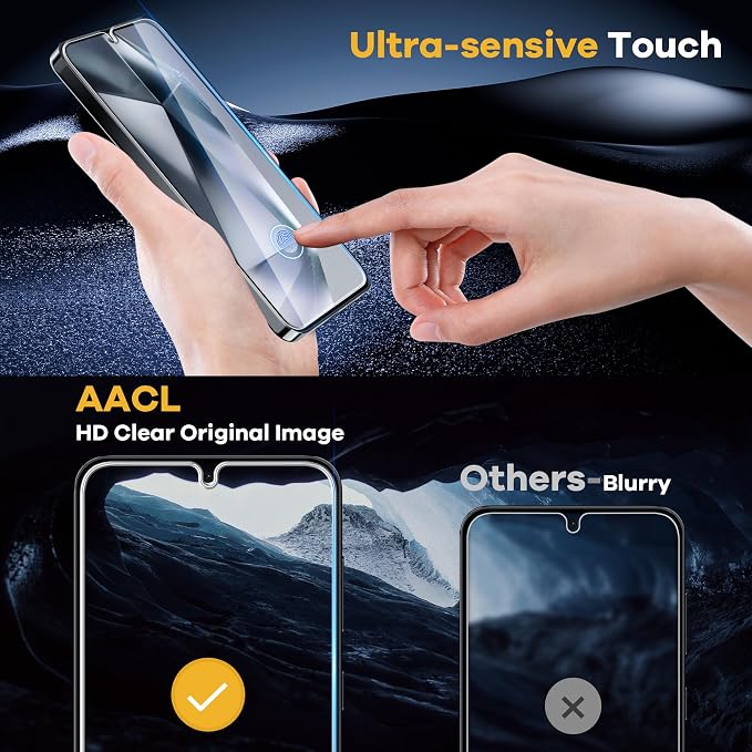 AACL 4-Pack for Samsung Galaxy S25/S24 Screen Protector Film [6.2"] | Fingerprint Unlock, Case-Friendly, Alignment Tool, Bubble Free, 7H Hybrid Film [Not Glass] - Image 6