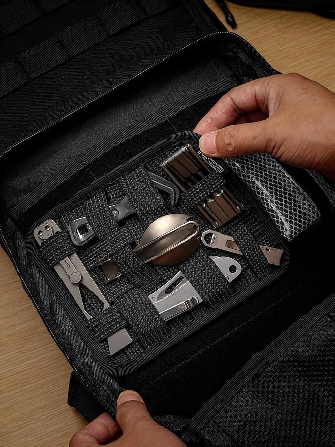 TACTICAL_GEEK EDC Organizer Board, Anti-Slip Elastic Woven Board, Utility Bag Insert Panel for Small Gear, Backpack Accessories (TCM11-M-Black) - Image 7