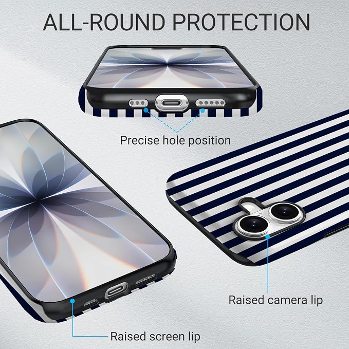 TPU Phone Case for iPhone 16, MagSafe Wireless Charging Compatible, Shockproof Slim Fit Protective Cover with Anti-Yellowing & Raised Camera Protection (Stripe 3, iPhone 16) - Image 5