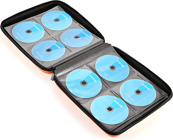 alavisxf xx CD Case, 192 Capacity Protective Zipper Disc Wallet for Car | EVA Shock-resistant, Double Zipper Closure, Portable Handle, DVD Storage Organizer, Anti-Slip Sleeves, for Home Office Travel - Image 5