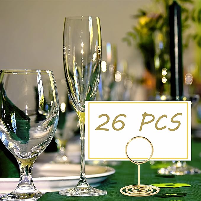 Table Number Holders, 26PCS Place Card Holder, Photo Holder (2" Gold) | Picture Holder, Cards Stand Name Menu Clips, Small Size Table Sign Card Holders for Centerpieces Wedding Birthday Party - Image 3