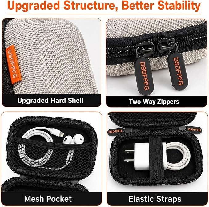 Silver Mini Hard Earbud Case, Small Portable Rectangle Carrying Case Pouch | Small Hard Case for Apple Airpods, Earpods, Samsung Galaxy Buds, Earbuds, Earplugs, In Ear Monitor, USB Cable, Flash Drive - Image 6