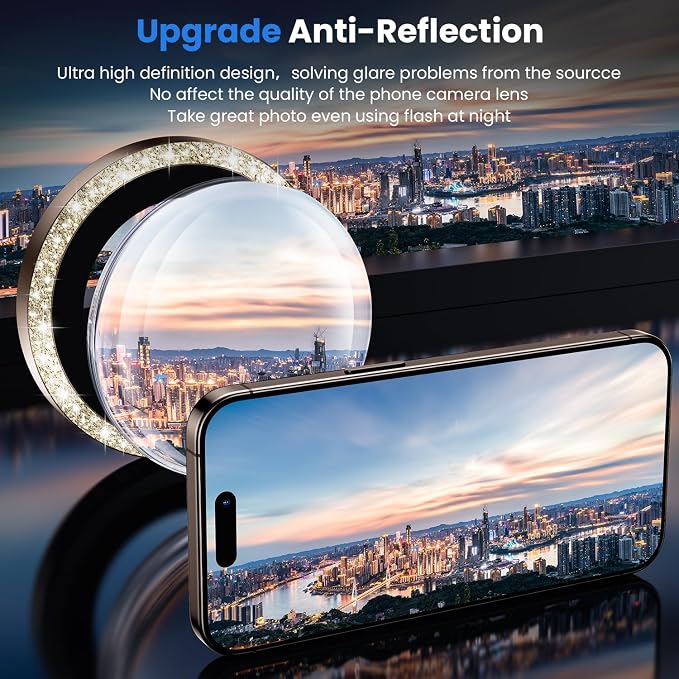 WSKEN for iPhone 16 Pro/iPhone 16 Pro Max Camera Lens Protector | Original Shooting Mode, Individual Metal Cover Film, Shatterproof HD Tempered Glass Camera Screen Protector, Glitter Gold - Image 2
