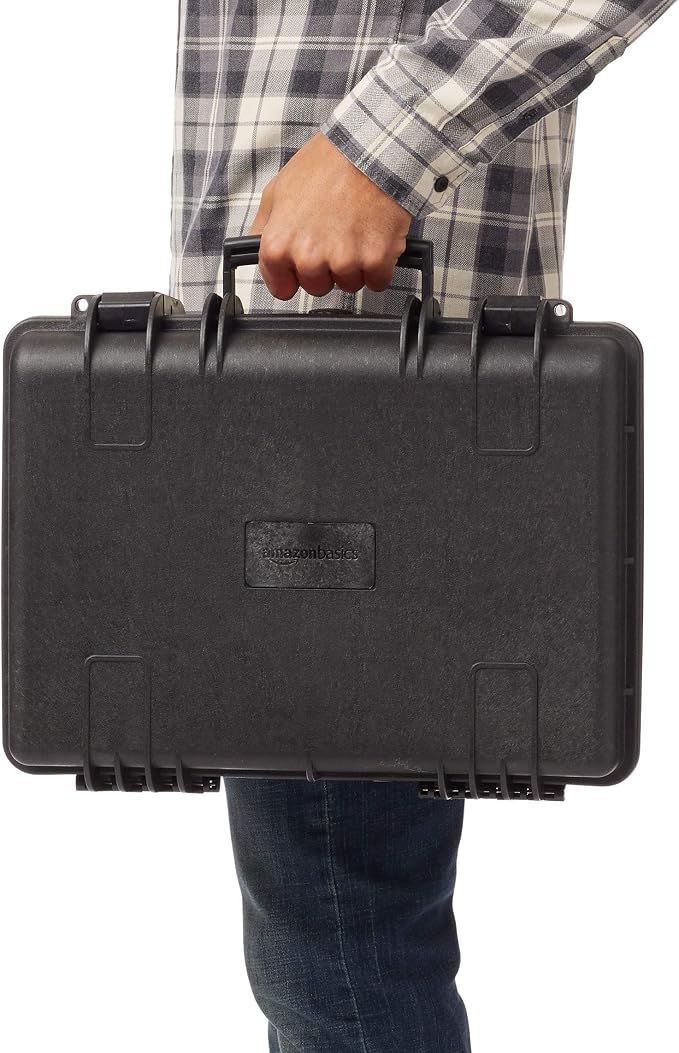 Amazon Basics Portable Hard Camera Case for DSLR Equipment, Customizable Fit, Protective Water Resistant, Medium, Black, 18"L x 14"W x 6"H - Image 5