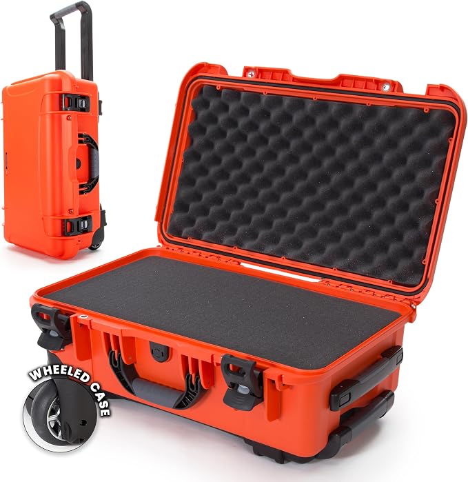 NANUK 935 Hard Case with Cubed Foam for Camera & Lenses – Waterproof Protective Equipment Case with Wheels, 22” x 14” x 9” – Dustproof and Impact Resistant, Carry-On Approved for Most Airlines–Orange by NANUK