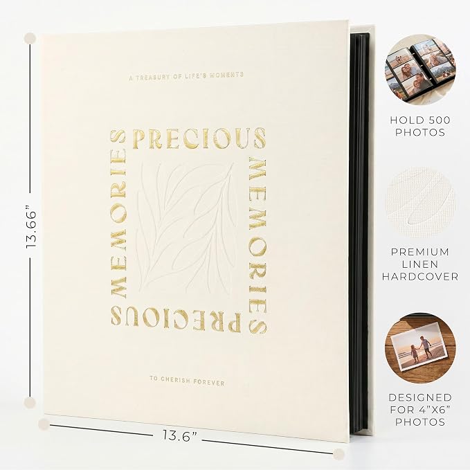 Beautiful Linen Photo Album For 4x6 Photos - Holds Up To 500 Pictures | Safely Stores Unique Memories - The Perfect Large Book for All Pictures of Treasured Family, Baby or Wedding Moments - Image 3