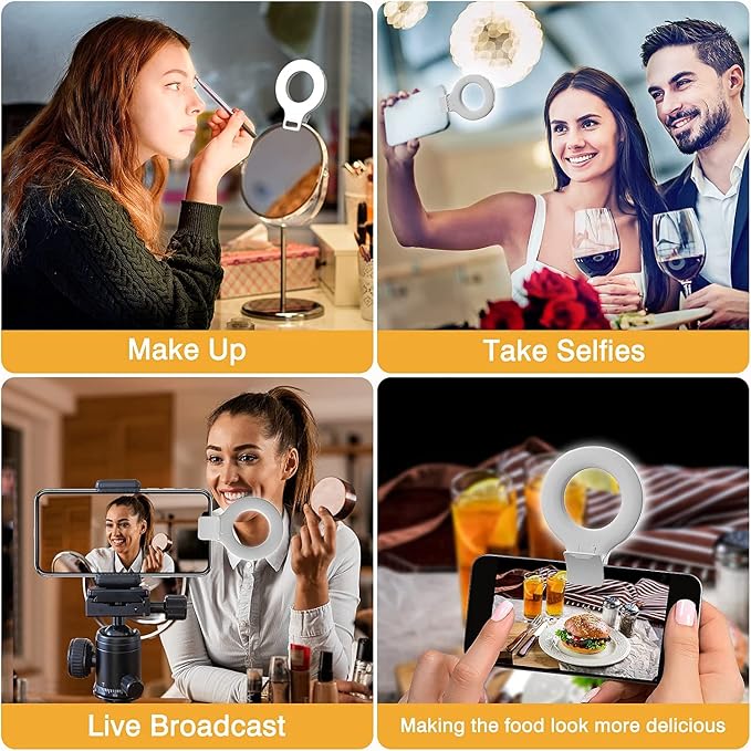 Clip on Ring Light, Kimwood Rechargeable 60 LED Selfie Ring Light for Phone, Laptop, Tablet (3 Models, 5 Level Brightness) - Image 7