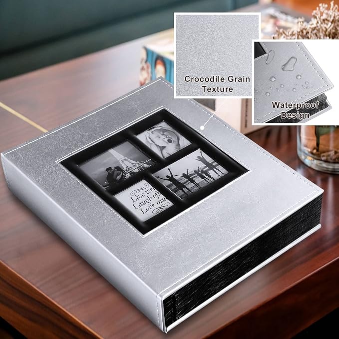 Ywlake Photo Album 4x6 600 Pockets Photos, Extra Large Capacity Family Wedding Picture Albums Holds 600 Horizontal and Vertical Photos Silver - Image 3
