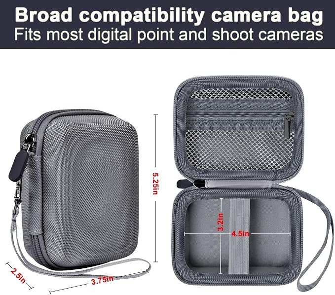 ALKOO Digital Camera Case for CAMKORY, Camera Pouch for KODAK Pixpro -Grey | for Lecran/for VAHOIALD Point and Shoot Camera, Hard Carrying Case with Mesh Pocket, Compact for Vlogging, Travel and Storage - Image 5
