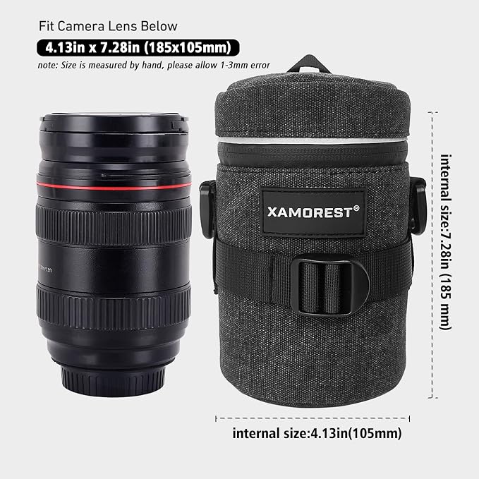 Camera Lens Case Lens Bag Compatible (4.13" x 7.28"(Canvas, Black)) - Image 4