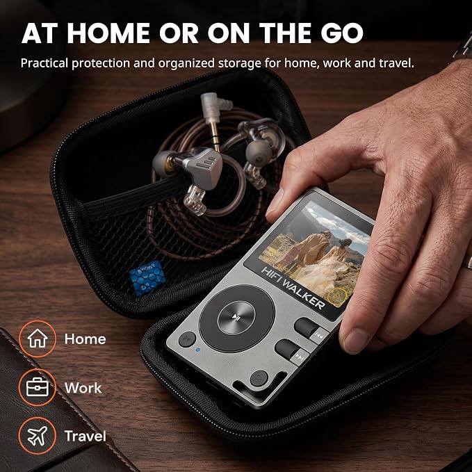 MP3 Player Case Compatible with HIFI WALKER H2 and H2 Touch, Hard EVA Portable Carrying Case for MP3 Player, Earphones, USB Cable and Memory Cards, Travel Storage Bag, Case Only - Image 6