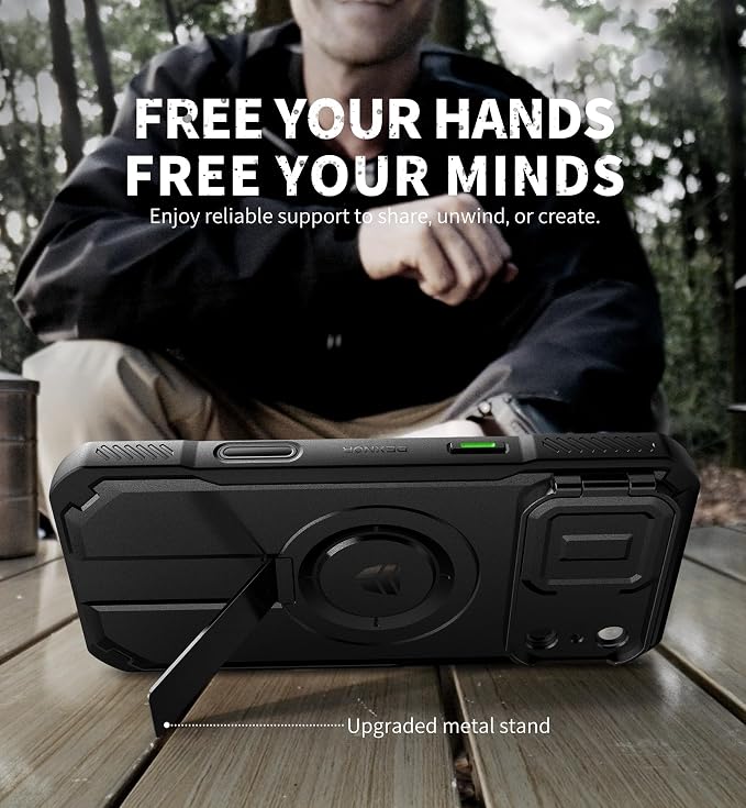 Dexnor for iPhone 17 Pro Max Case, [Built-in Flip Camera Cover & Camera Control Cover & Kickstand], Compatible with MagSafe, Heavy-Duty Rugged Shockproof Magnetic Phone Cover, 6.9 inch Black - Image 3
