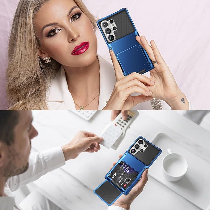 Foluu Wallet Case for Samsung Galaxy S26 Ultra with Card Holder, 5 Credit Hidden Card Slot Flip Cover Dual Layer Protective Hard PC Back & Soft TPU Bumper Case for Galaxy S26 Ultra 2026 (Blue) - Image 8