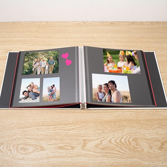 Large Photo Album Self Adhesive for 4x6 8x10 Magnetic Scrapbook Album DIY 60 Black Sticky Pages Linen Cover Photo Album(White) - Image 3