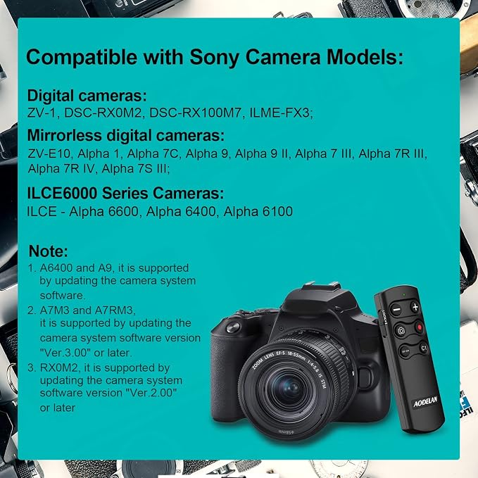 Wireless Remote Control Camera Shutter Release for Sony Replces RMT-P1BT | Compatible with Sony ZV-E10, ZV-1, A7SM3, A7C, A7RIV, Alpha 9,7R IV,7R III, 7 III, 6600, 6400, 6100, 9 II, RX0 II, RX100 M7 - Image 6