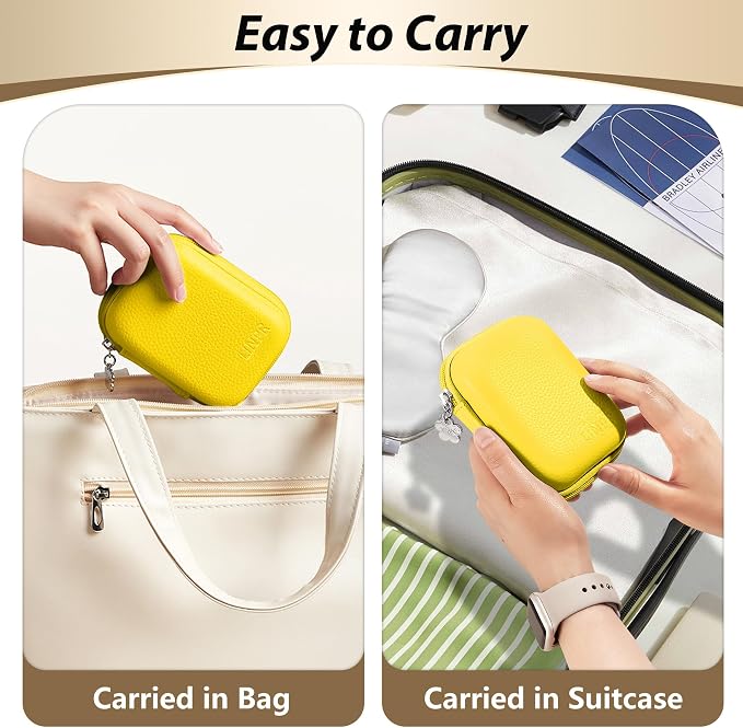 Digital Camera Case for KODAK PIXPRO FZ55/FZ45,Case Only,Lemon Yellow | Fits CAMKORY DC403 and Canon PowerShot ELPH 360 HS Compact Digital Cameras, Small Hard Shell Camera Pouch with Mesh Pocket - Image 8