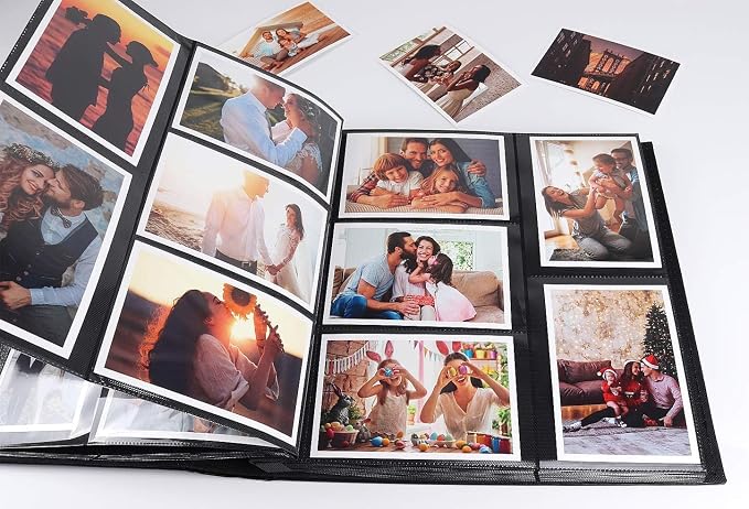 RECUTMS Photo Album 4x6 1000 Pockets Leather Large Wedding Albums White | Extra Large Capacity, Black Page, Horizontal and Vertical Pockets, Birthday Family Memory Pictures Book, DIY Cover Window - Image 7