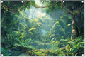 Fabric 12x8ft Jungle Forest Photography Backdrop Rainforest Banner | Tropical Natural Scenery River Background, Summer Adventure Party Decorations, Kids Adult Photo Props, Polyester, Grommets by ZTHMOEBACKDROP