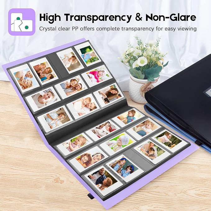 Veicevol 560-Pockets Album for Instax Mini & Polaroid 2x3 in Photos, Purple | Designed for Fujifilm Instax Mini and Polaroid 2x3 Photos, Holds Up to 560 Pictures for Secure Storage and Easy Viewing - Image 3