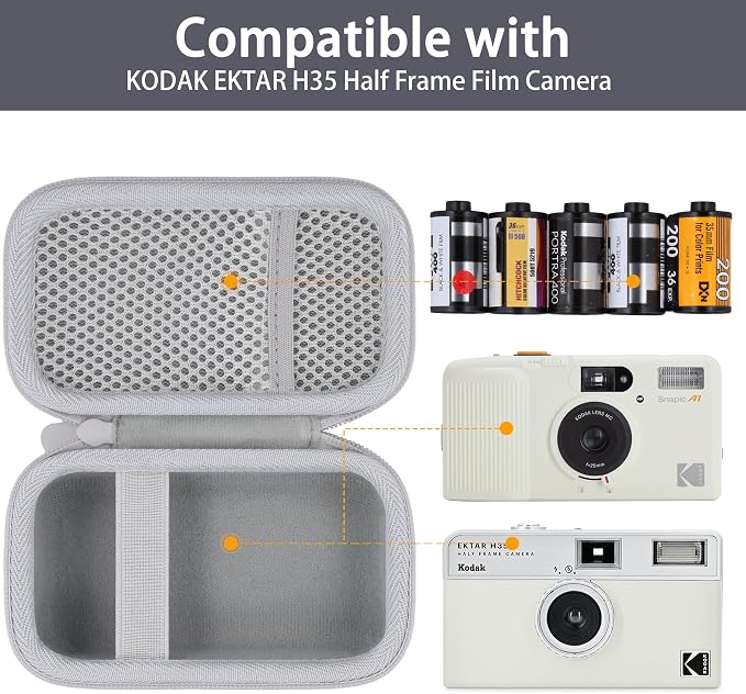 Camera Case for KODAK EKTAR H35/H35N/Snapic A1 Frame Film Camera | Protective Storage Box, Portable Carrying Box, Hard Protective Is Specifically Designed, Mesh Pocket, White Case - Image 3