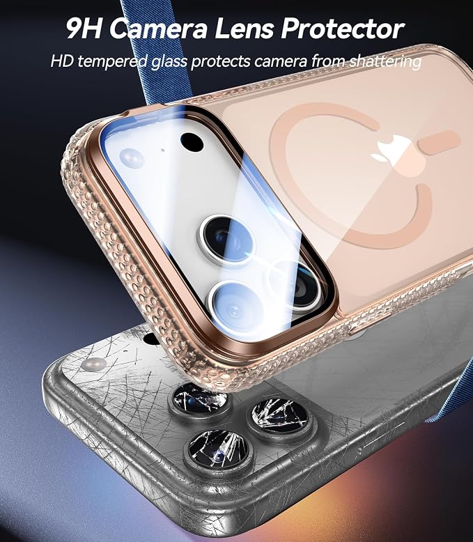 VOFATA [Upgraded Full Camera Protection] for iPhone 17 Pro Max Case with Camera Cover Stand [Fit for MagSafe][10FT Mil-Grade Protection] Transparent Magnetic iPhone 17 Pro Max Phone Case, Clear Gold - Image 3