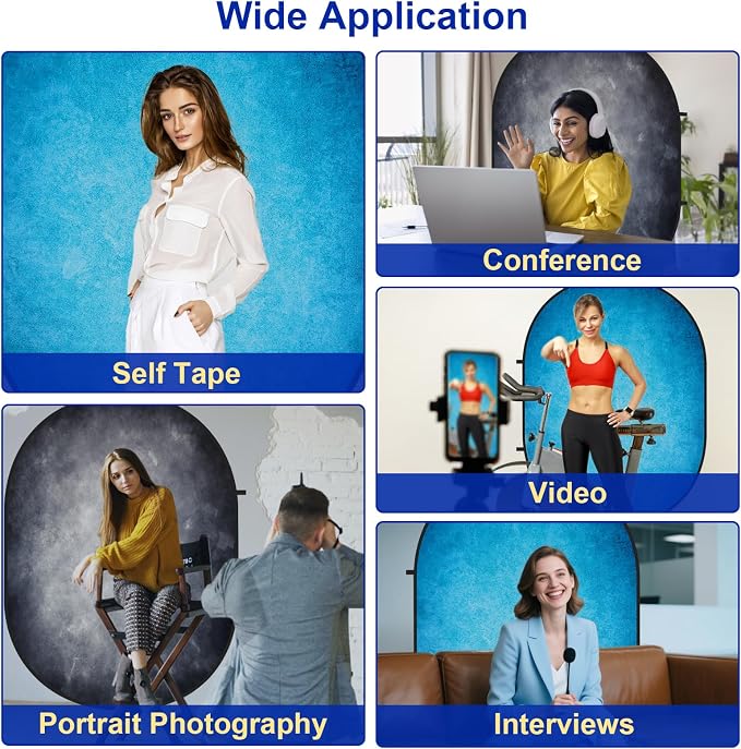 Kate Collapsible Backdrop Blue and Gray self Tape Auditions Backdorp 141 | Collapsible Backdorp 5'x6.5' Blue Gray Microfiber Backdorps for Self-Tape, Professional Video Conferencing - Image 7