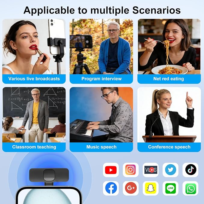 Wireless Mini Microphone for iPhone-Noise Reduction Lapel Mic for Ipad, Android,Clip-on Mini Microphone,Ideal for Vlog Tiktok YouTube Podcast Content Creator - Image 5