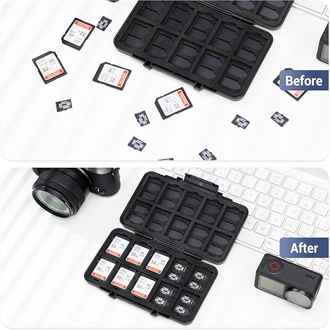 Large Capacity Memory Card Case for 20 SD & 40 TF Cards,Compact & Portable | SD SDHC SDXC TF Micro SD Card Holder Organizer Storage Box Container, Anti-Shock Anti-Dust,Ergonomic Locking Systerm - Image 3