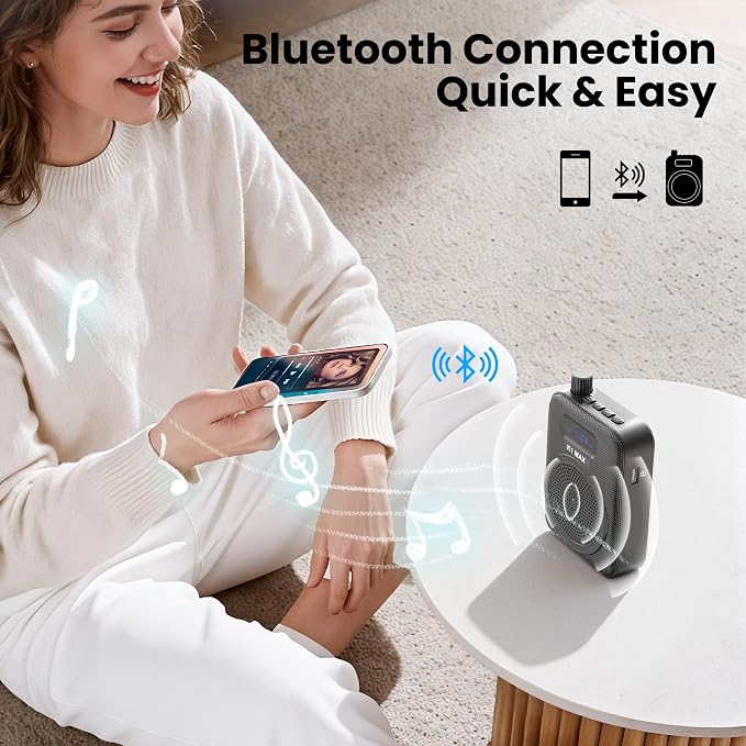 Wireless Voice Amplifier for Teachers, Bluetooth Lavalier Mic | Portable mini speaker & rechargeable voice amplifier for classroom teachers, meetings, yoga, speeches & tour guides - Image 7