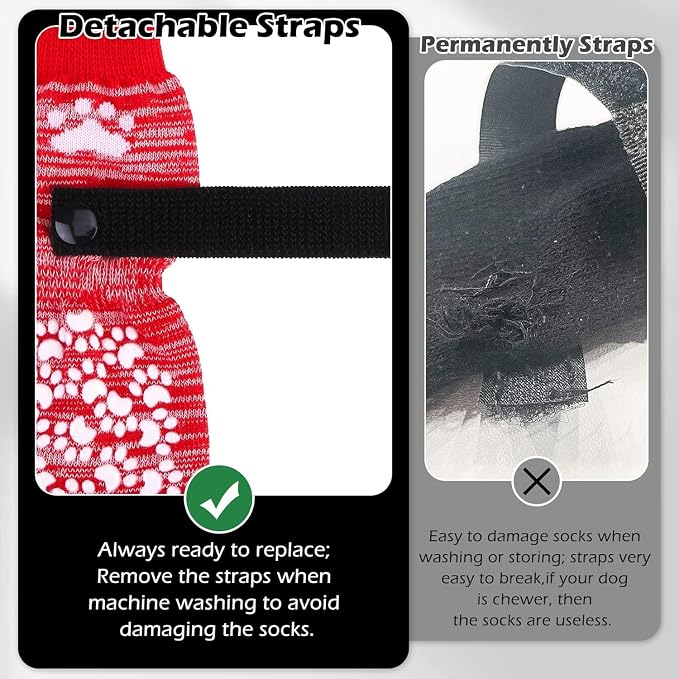 EXPAWLORER Anti Slip Dog Socks to Prevent Licking Paws, Dog Shoes for Hot Pavement, Dog Booties for Small Medium Large Senior Dogs, Traction Control Boots & Paw Protectors for Hardwood Floors - Image 5