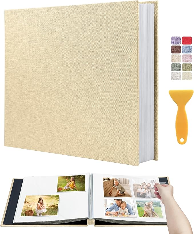 Large Photo Album Self Adhesive Scrapbook Album for 4x6 5x7 8x10 Pictures DIY Photo Book as Scrapbooking Supplies Kits, Birthday Gifts for Women Mom Wedding Baby Family Travel by HenPisen