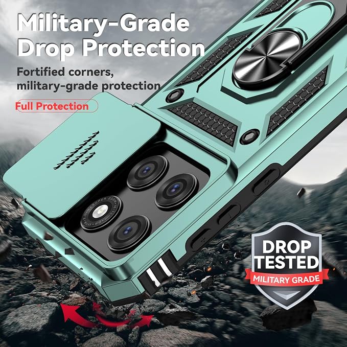 SunStory Compatible with Motorola Moto Edge 2026 Case with HD Screen Protector & Slide Camera Cover & Rotated Ring Kickstand, [Military-Grade] Phone Case for Moto Edge 2026,Green - Image 6