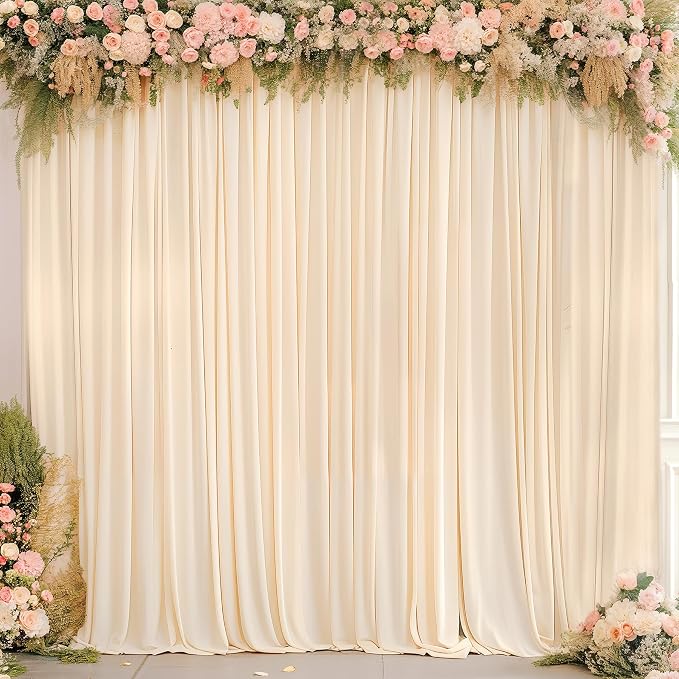 Champagne Backdrop Curtains 8 Panels - Wrinkle-Free Polyester Photography Drapes for Baby Shower & Birthday Party - 32 X 10FT - Image 4